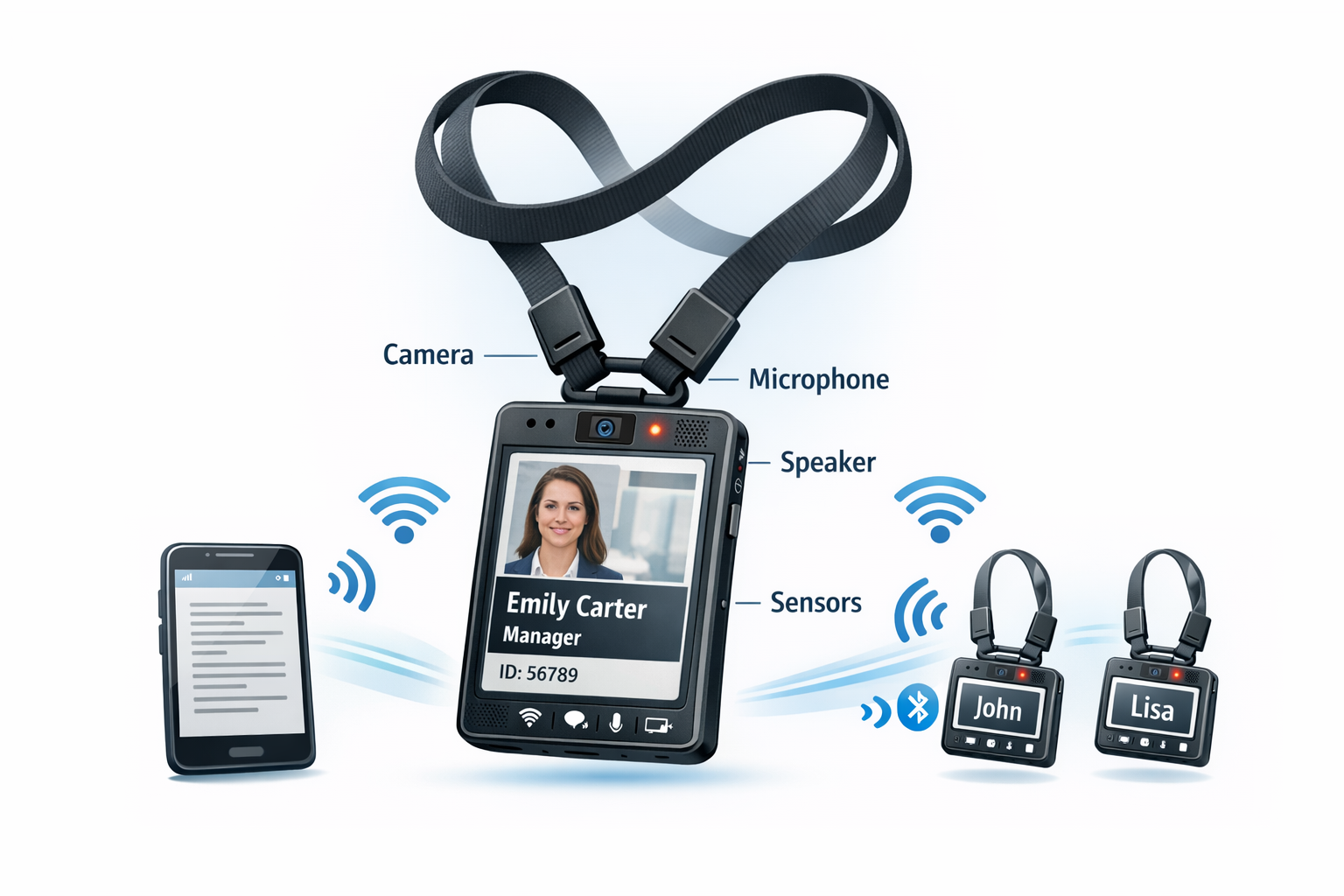 Conceptual smart lanyard illustration